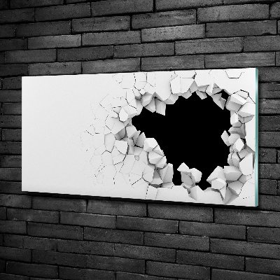 Glasbild Loch in der Wand