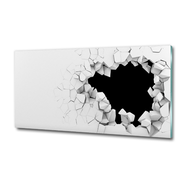 Glasbild Loch in der Wand