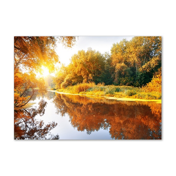 Foto glasbild Fluss im Herbst
