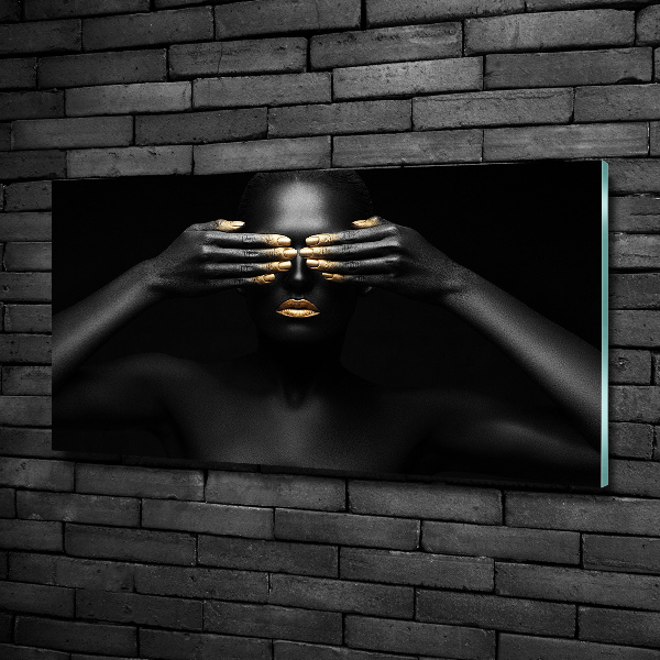 Foto glasbild Frau in Schwarz