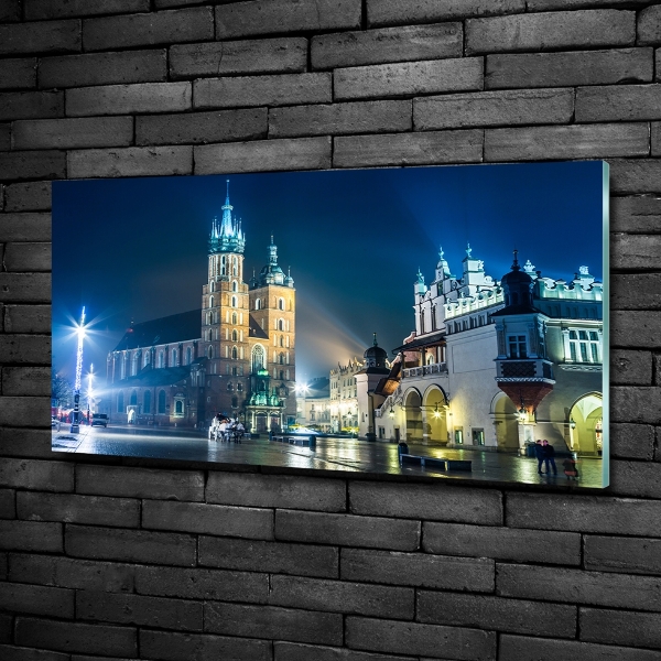 Glasbild Krakau bei Nacht