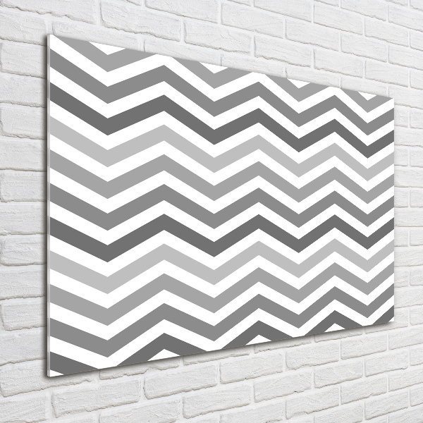 Glasbild Graue Zickzacklinien