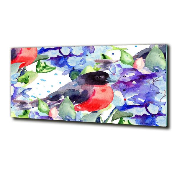 Bild auf glas Vögel und Blumen