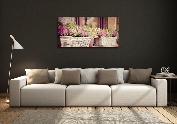 Glasbild Lavendel im Topf