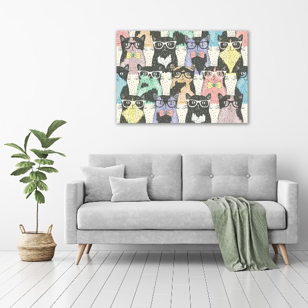 Glasbild Katzen mit Brille