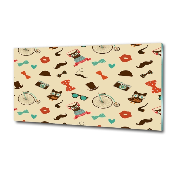 Foto glasbild Hipster-Eulen