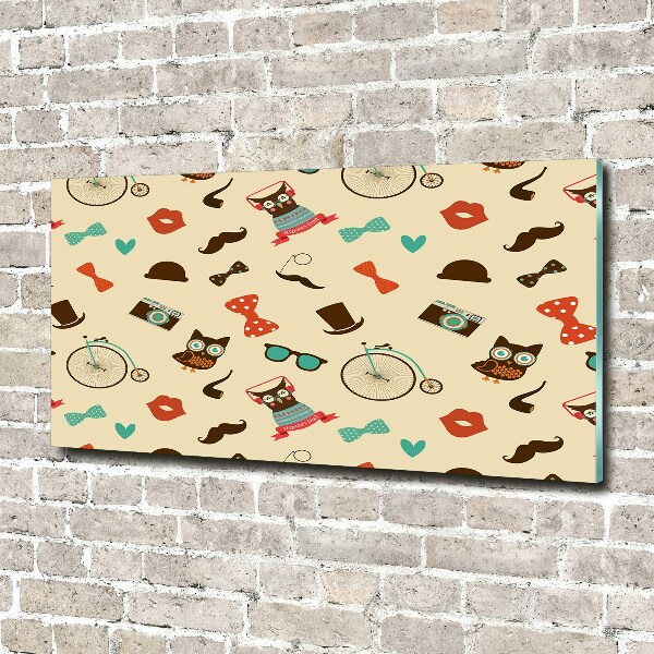 Foto glasbild Hipster-Eulen