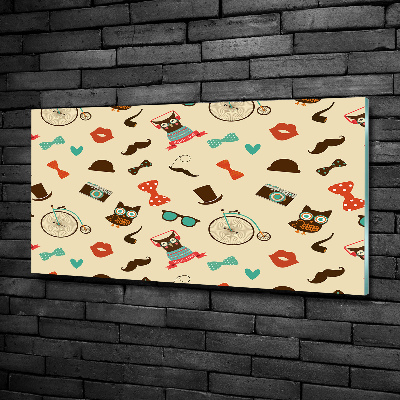 Foto glasbild Hipster-Eulen