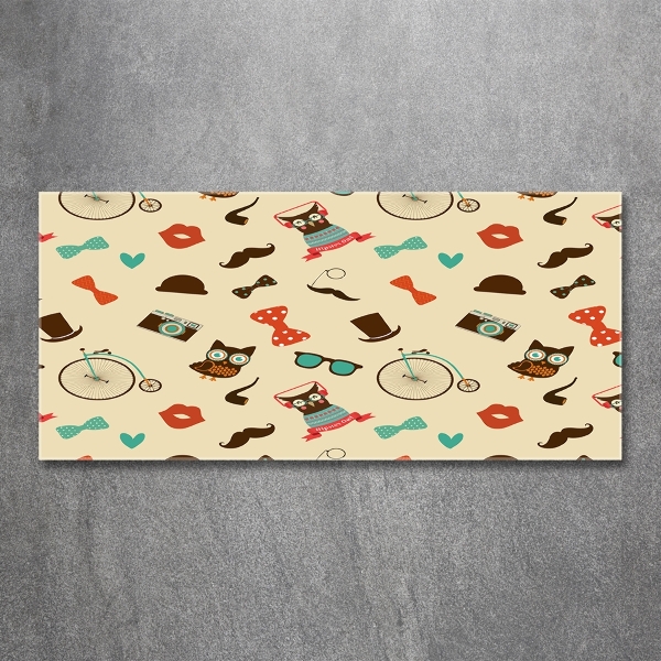 Foto glasbild Hipster-Eulen