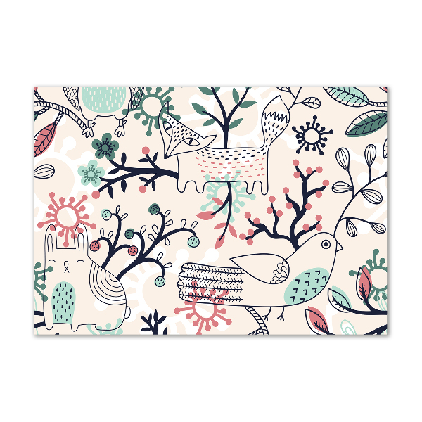 Foto glasbild Tiere und Blumen