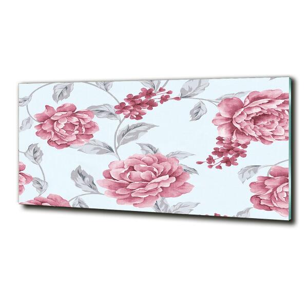 Glasbild Pfingstrosen