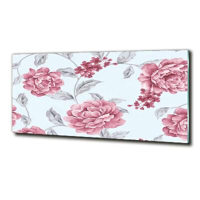 Glasbild Pfingstrosen