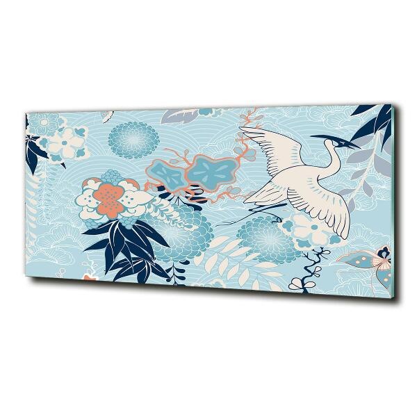 Bild auf glas Kranich und Blumen