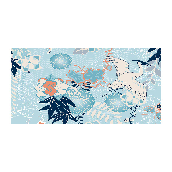 Bild auf glas Kranich und Blumen