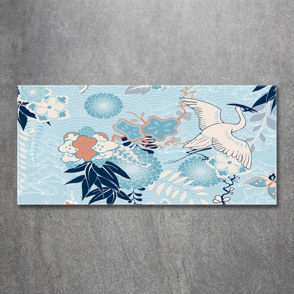 Bild auf glas Kranich und Blumen