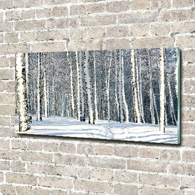 Glasbild Wald im Winter