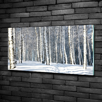 Glasbild Wald im Winter