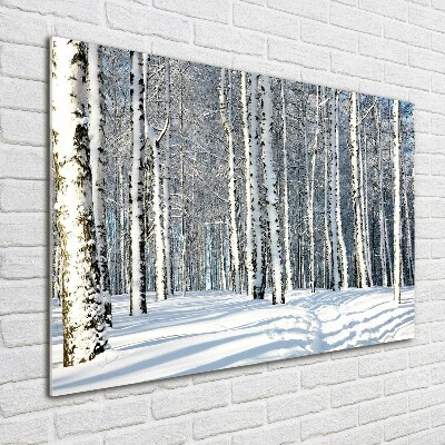 Glasbild Wald im Winter