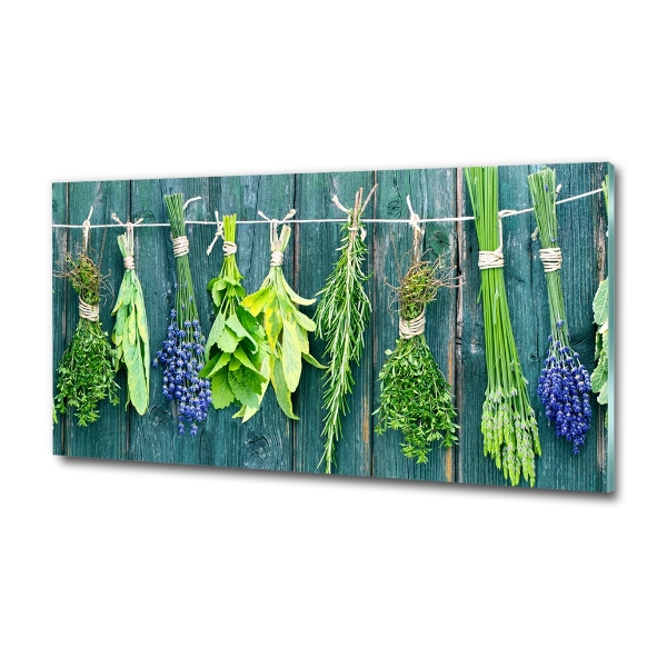 Foto glasbild Kräuter an einer Schnur