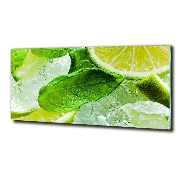 Glasbild Limette mit Eis