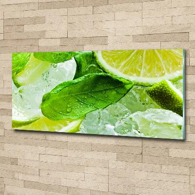 Glasbild Limette mit Eis