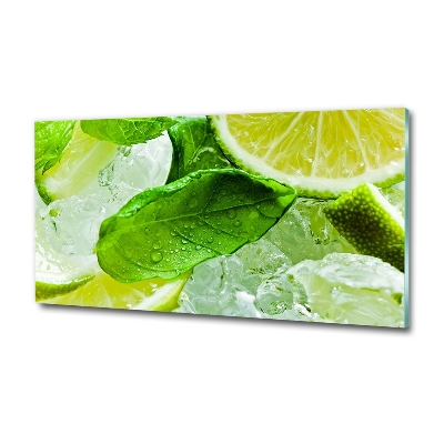 Glasbild Limette mit Eis