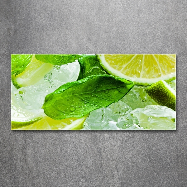 Glasbild Limette mit Eis
