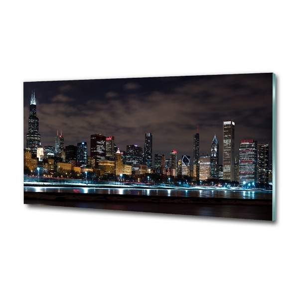 Foto glasbild Chicago bei Nacht