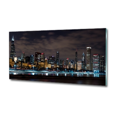 Foto glasbild Chicago bei Nacht