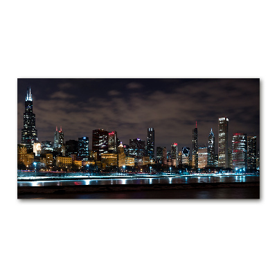 Foto glasbild Chicago bei Nacht