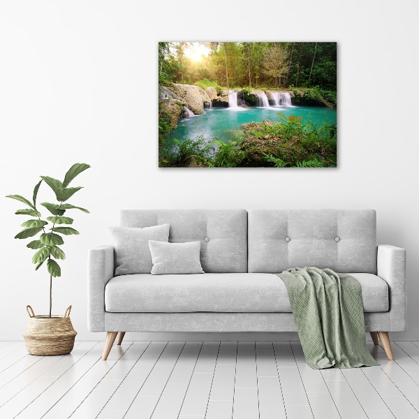 Foto glasbild Wasserfall im Wald