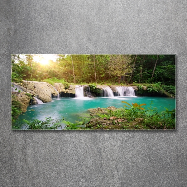 Foto glasbild Wasserfall im Wald