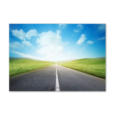 Glasbild Der Weg durch die Wiese