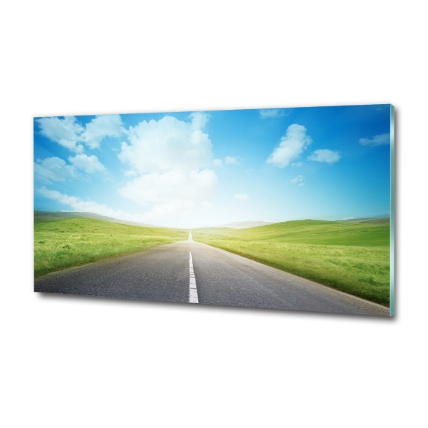 Glasbild Der Weg durch die Wiese