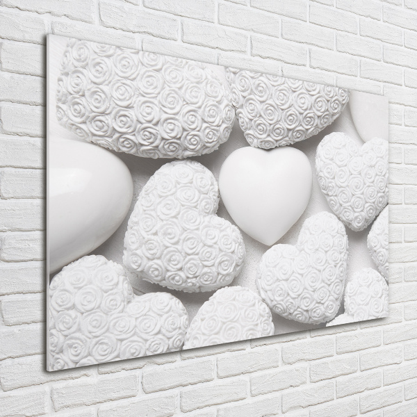 Glasbild Weißer Herz-Hintergrund