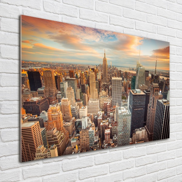 Glasbild New York aus der Vogelperspektive