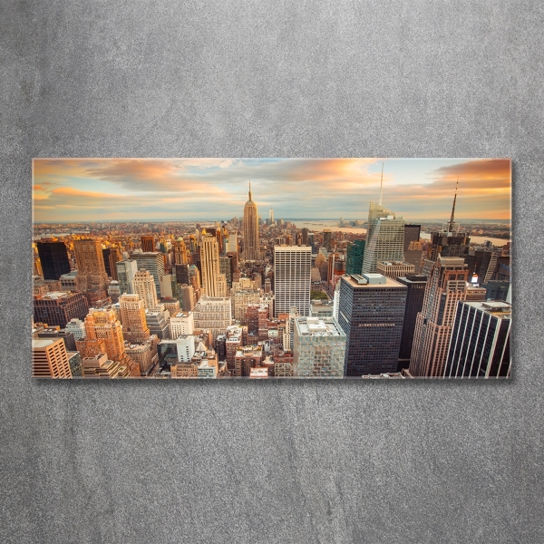 Glasbild New York aus der Vogelperspektive