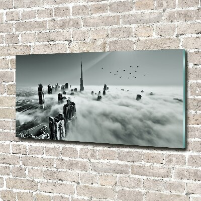 Glasbild Nebel über Dubai