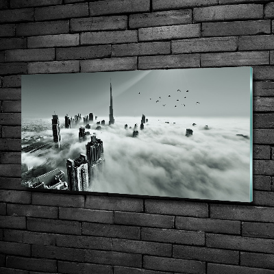 Glasbild Nebel über Dubai