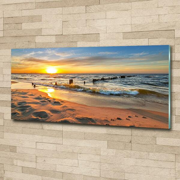 Glasbild Sunset Beach