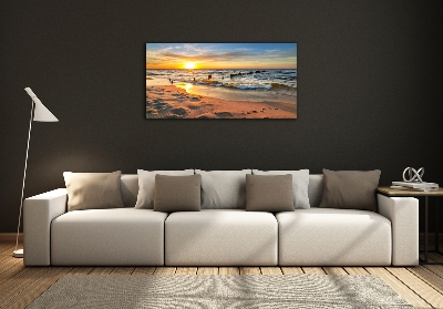 Glasbild Sunset Beach