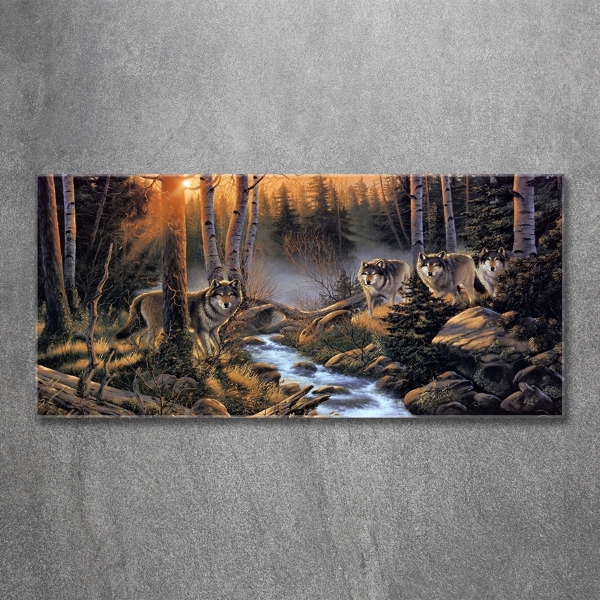 Bild auf glas Ein Wolfsrudel