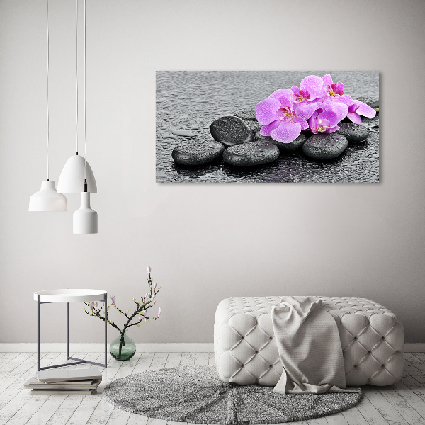Foto glasbild Orchideensteine
