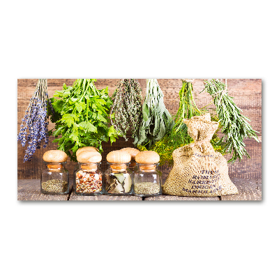 Foto glasbild Kräuter an einer Schnur