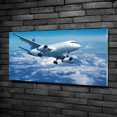 Bild auf glas Ein Flugzeug in den Wolken