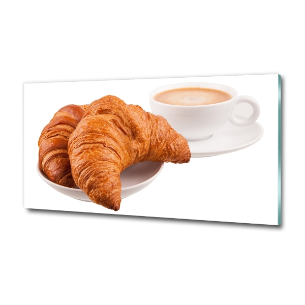 Foto glasbild Croissants und Kaffee