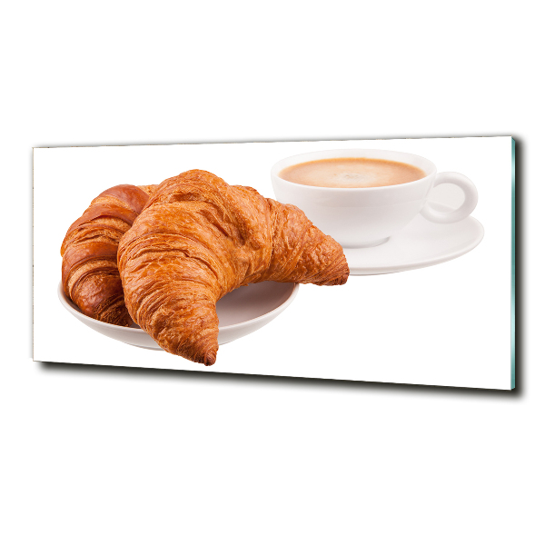 Foto glasbild Croissants und Kaffee