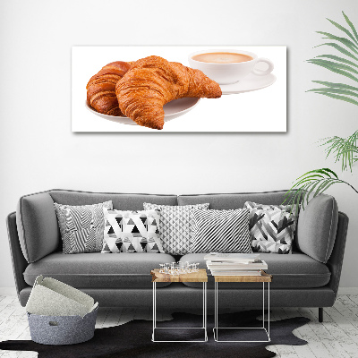 Foto glasbild Croissants und Kaffee