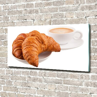 Foto glasbild Croissants und Kaffee