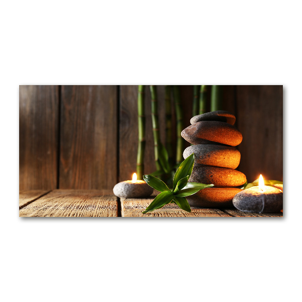 Foto glasbild Zen-Steine ​​aus Bambus